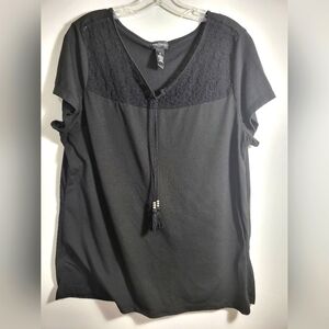 Karen Brooks black short sleeve tunic   women's 1X  #2110